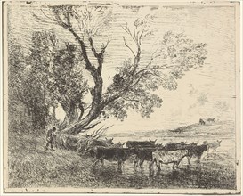 The Ford, 1862, Charles François Daubigny, French, 1817-1878, France, Cliché-verre on ivory