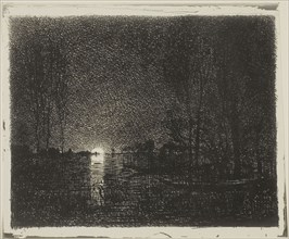 Night Effect, 1862, Charles François Daubigny, French, 1817-1878, France, Cliché-verre on ivory