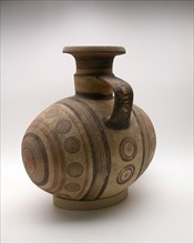 Jug in the Shape of a Barrel, 750/550 BC, Cypriot, Cyprus, terracotta, decorated in the bichrome