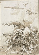 God the Father Supported by Angels in Clouds, II, c. 1759, Giovanni Domenico Tiepolo, Italian,