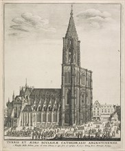 Strasbourg Cathedral, 1645, Wenceslaus Hollar, Czech, 1607-1677, Bohemia, Etching on ivory laid