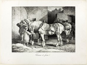 Farm Horses, 1823, Jean Louis André Théodore Géricault (French, 1791-1824), printed by Gottfried