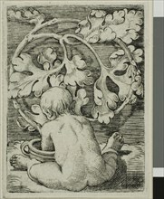 Naked Child, Seen From Back Seated in Front of a Vessel, n.d., Barthel Beham, German, 1502-1540,