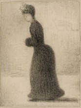 Woman with a Muff, c. 1884, Georges Seurat, French, 1859-1891, France, Black Conté crayon, with