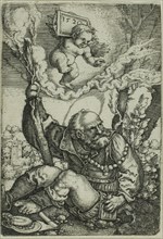 Saint Christopher, 1520, Barthel Beham, German, 1502-1540, Germany, Engraving in black on ivory