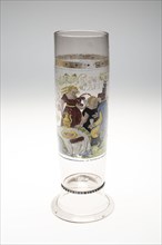 Beaker, c. 1590, Bohemian or German, Bohemia, Colorless glass and enamel, H: 29.5 cm (11 5/8 in.),