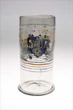 Large Beaker (Humpen), 1608, Bohemia, Czech Republic, Bohemia, Glass, H. 26 cm (10 1/4 in.)