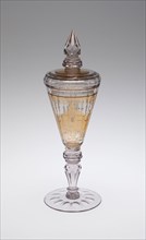 Covered Goblet (Pokal), c. 1730, Bohemia, Czech Republic, Bohemia, Double-walled glass with gold