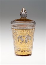 Covered Beaker with Coat of Arms and Hunting Scene, c. 1730, Bohemia, Czech Republic, Bohemia,
