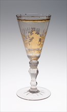 Wine Glass, c. 1730, Bohemia, Czech Republic, Bohemia, Glass with engraved gold leaf decoration, 21