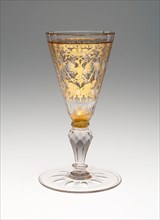 Wine Glass, Early 18th century, Bohemia, Czech Republic, Bohemia, Glass with engraved gold leaf