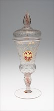 Covered Goblet, c. 1730, Bohemia, Czech Republic, Bohemia, Glass, cut with ruby glass and gold