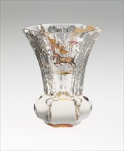 Beaker, c. 1830, Bohemia, Czech Republic, Bohemia, Glass, colorless, blown, cut, stained, enameled