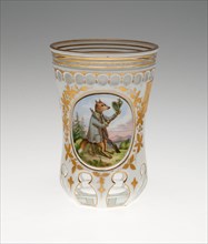 Beaker, c. 1850, Bohemia, Czech Republic, Bohemia, Glass, colorless, blown, cut, overlaid with