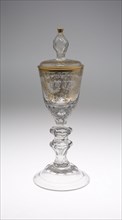 Goblet with Cover, 1786, Germany, Lauenstein, Lauenstein, Glass with gilding, 31.8 x 8.9 cm (12 1/2
