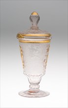Wine Glass and Cover, c. 1740, Germany, Schleswig, Schleswig, Glass, engraved and gilt decoration,