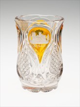 Beaker, c. 1840/50, Bohemia, Czech Republic, Bohemia, Glass, colorless, blown, cut, silver stained
