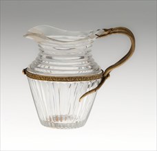 Pitcher, Possibly 19th century, Germany or Russia, Germany, Glass, molded and cut, gilt bronze