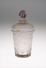 Tumbler with Cover, Early 18th century, Germany, Potsdam, Potsdam, Glass, H. 17.8 cm (7 in.), Comb,