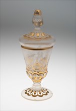 Wine Glass and Cover, c. 1740, Germany, Potsdam and Zechlin, Potsdam, Glass, engraved and gilt