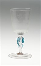 Goblet, 1739, Germany, Glass, 16.2 x 6 cm (6 3/8 x 2 3/8 in.), Anecdotes: Border for a Title Page,