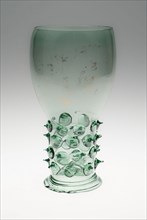 Prunted Beaker (Roemer), c. 1610, Dutch, Flemish, or German (Rhenish), Netherlands, Green glass,