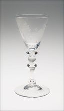 Wineglass with Tribunal Scene, 1750/1800, Netherlands, Netherlands, Glass, 17.9 x 8.1 cm (7 1/16 x