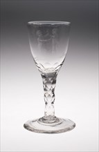 Wine Glass, c. 1760/80, England or Netherlands, England, Glass, cut and stipple engraved, 15.4 × 6