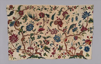 Portion from a Valance, 1701/25, England, Linen, plain weave over coarser and heavy plain weave