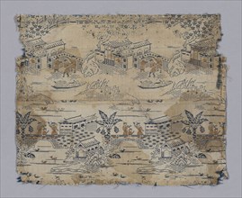 Fragment, late Edo period (1789–1868), 1800/25, Japan, Single plain compound cloth, silk & gilt?