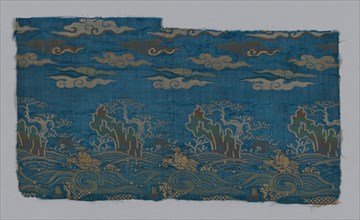 Panel, 18th century, China, plain compound satin, silk and gilt paper, wound on cotton core., 25.1