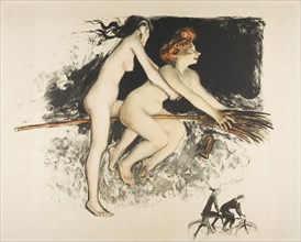 Witches, 1900, Jean Veber, French, 1864-1928, France, Lithograph from three stones in black (lavis