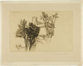 The Turret, 1879, Francis Seymour Haden, English, 1818-1910, England, Etching on zinc printed on