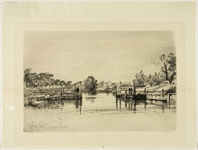 Egham Lock, c. 1859, Francis Seymour Haden, English, 1818-1910, England, Etching and drypoint on