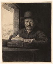 Self-Portrait Etching at a Window, 1648, Rembrandt van Rijn, Dutch, 1606-1669, Holland, Etching,