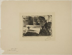 Lady Reading (Mrs. Zorn), 1890, Anders Zorn, Swedish, 1860-1920, Sweden, Etching on tan wove paper,