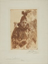 Mme Salomon, 1891, Anders Zorn, Swedish, 1860-1920, Sweden, Etching, with red ink, on ivory wove