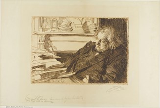 Ernest Renan, 1892, Anders Zorn, Swedish, 1860-1920, Sweden, Etching printed in red-brown ink on