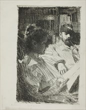 Reading (Mr. and Mrs. Ch. Deering), 1893, Anders Zorn, Swedish, 1860-1920, Sweden, Etching on