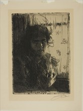 An Irish Girl or Annie, 1894, Anders Zorn, Swedish, 1860-1920, Sweden, Etching on cream wove paper,