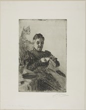 Mme Lamm II, 1894, Anders Zorn, Swedish, 1860-1920, Sweden, Etching on white wove paper, 237 x 157