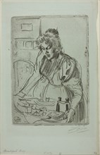 The Breakfast, 1898, Anders Zorn, Swedish, 1860-1920, Sweden, Soft ground etching on light blue