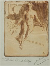 Study from Model, 1898, Anders Zorn, Swedish, 1860-1920, Sweden, Etching printed in reddish brown