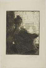 Mrs. Emma Zorn, 1900, Anders Zorn, Swedish, 1860-1920, Sweden, Etching on ivory laid paper, 200 x