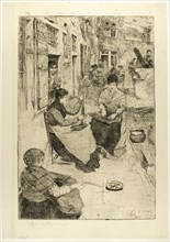 Bead Stringers, 1882, Otto Henry Bacher, American, 1856-1909, United States, Etching in black on