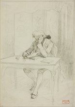 Man in Eighteenth-Century Dress, Seated at Table and Reading, n.d., Charles Bargue, French,