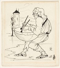 Man with Drum, c. 1893, Attributed to Aubrey Vincent Beardsley, English, 1872-1898, England, Pen
