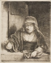 Woman with the Pear, 1651, Ferdinand Bol, Dutch, 1616-1680, Holland, Etching on ivory paper, 143 x