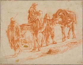 Travelers with Two Mules, n.d., Jan Miel (Flemish, 1599-1663), or Jan Both (Dutch, c. 1618-1652),