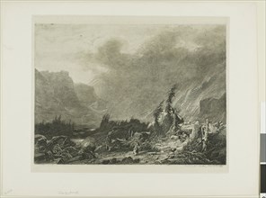 Alpine Landscape, n.d., Alexandre Calame, Swiss, 1810-1864, Switzerland, Etching on paper, 195 x